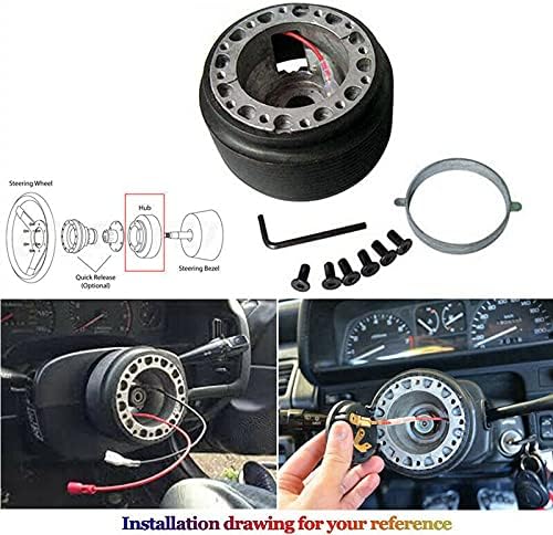 6-Bolt Racing Steering Wheel + Hub Adapter Boss Kit for Honda Civic, Del Sol, Integra