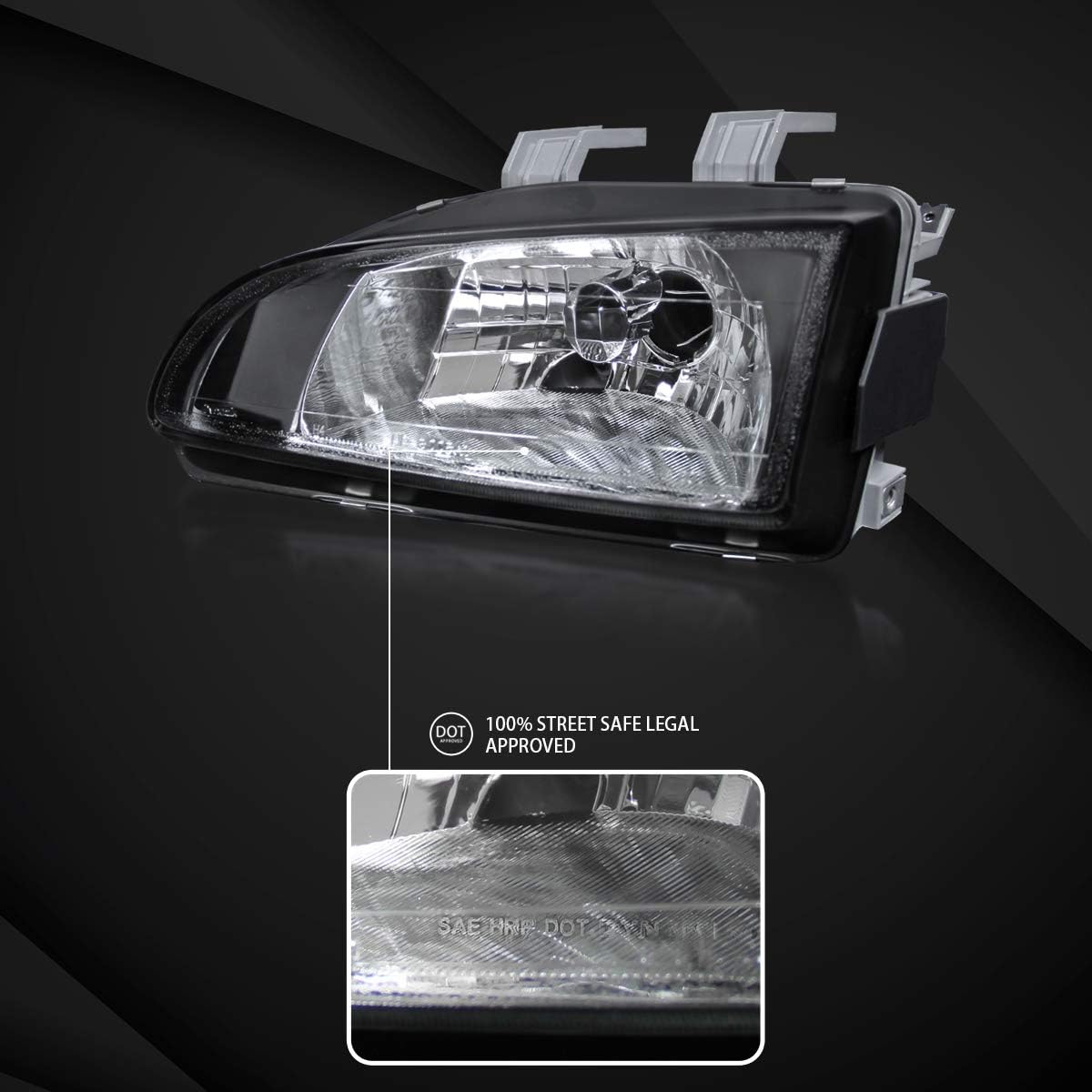 AUTOZENSATION Compatible with 1992-1995 Honda Civic 2 Door Coupe 1992-1995 Honda Civic 3 Door Hatchback Black Headlights + Corner Turn Signal Lamps Pair