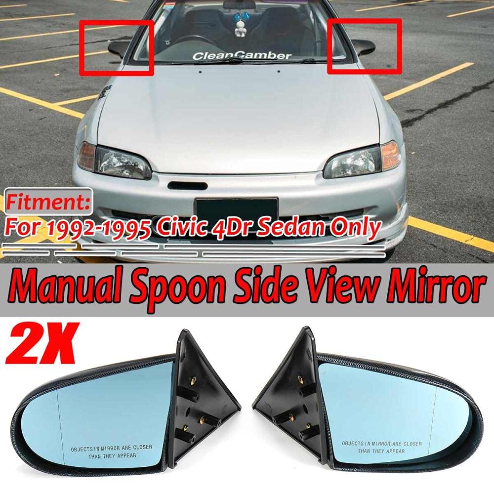 2pcs Manual Adjustable Spoon Style Car Rear View Side View Mirror Fit for Honda for Civic 4Dr Sedan 1992-1995 Car Rearview Mirror-Carbon_Fiber_Look