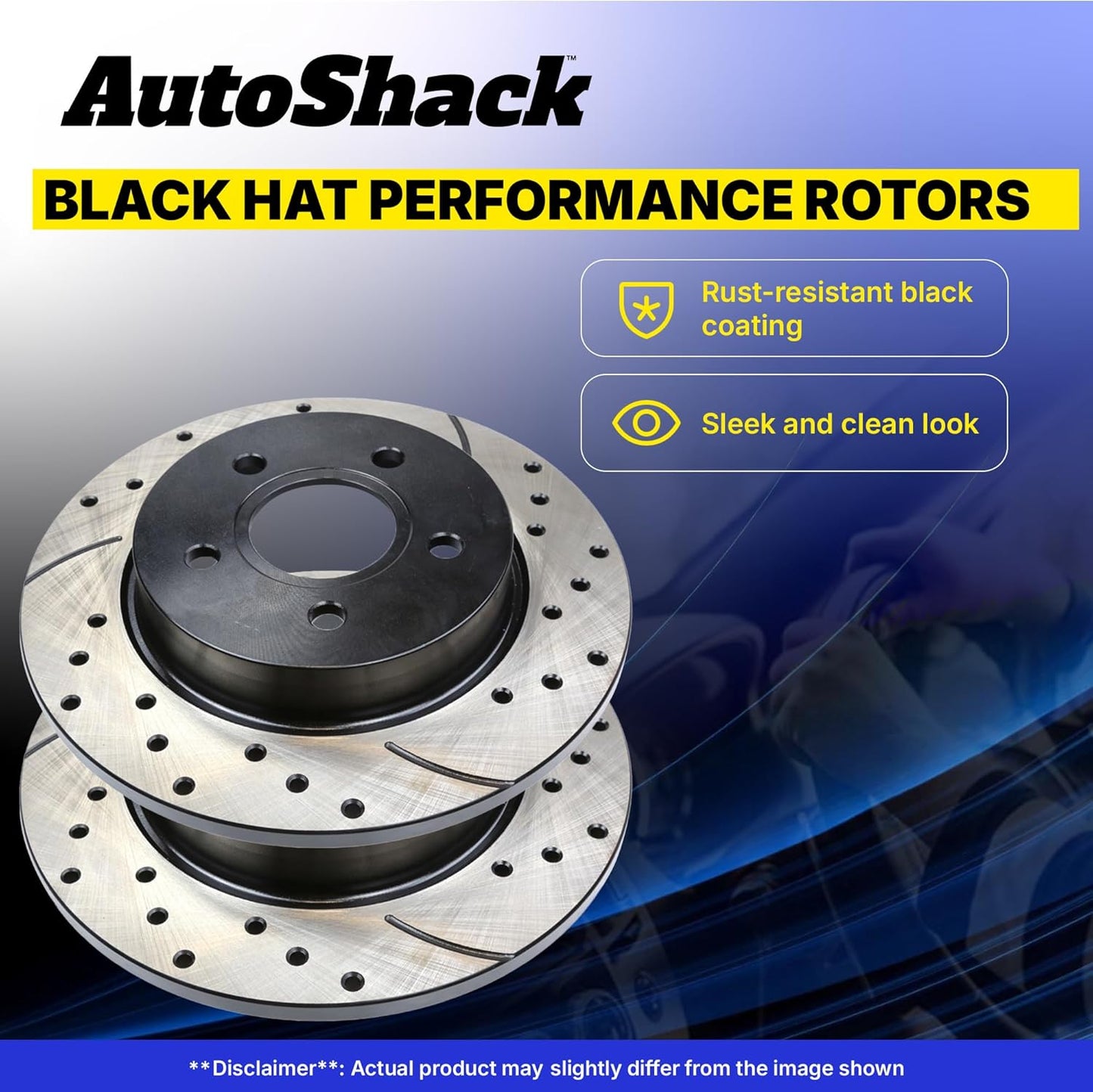 AutoShack Black Hat Drilled and Slotted Brake Rotors Front and Rear Brake Rotor Replacement Kit for 1990-2001 Acura Integra 1994-1997 Honda Civic del Sol 2000 Civic 1.5L 1.6L 1.7L 1.8L PR4297-41151PR
