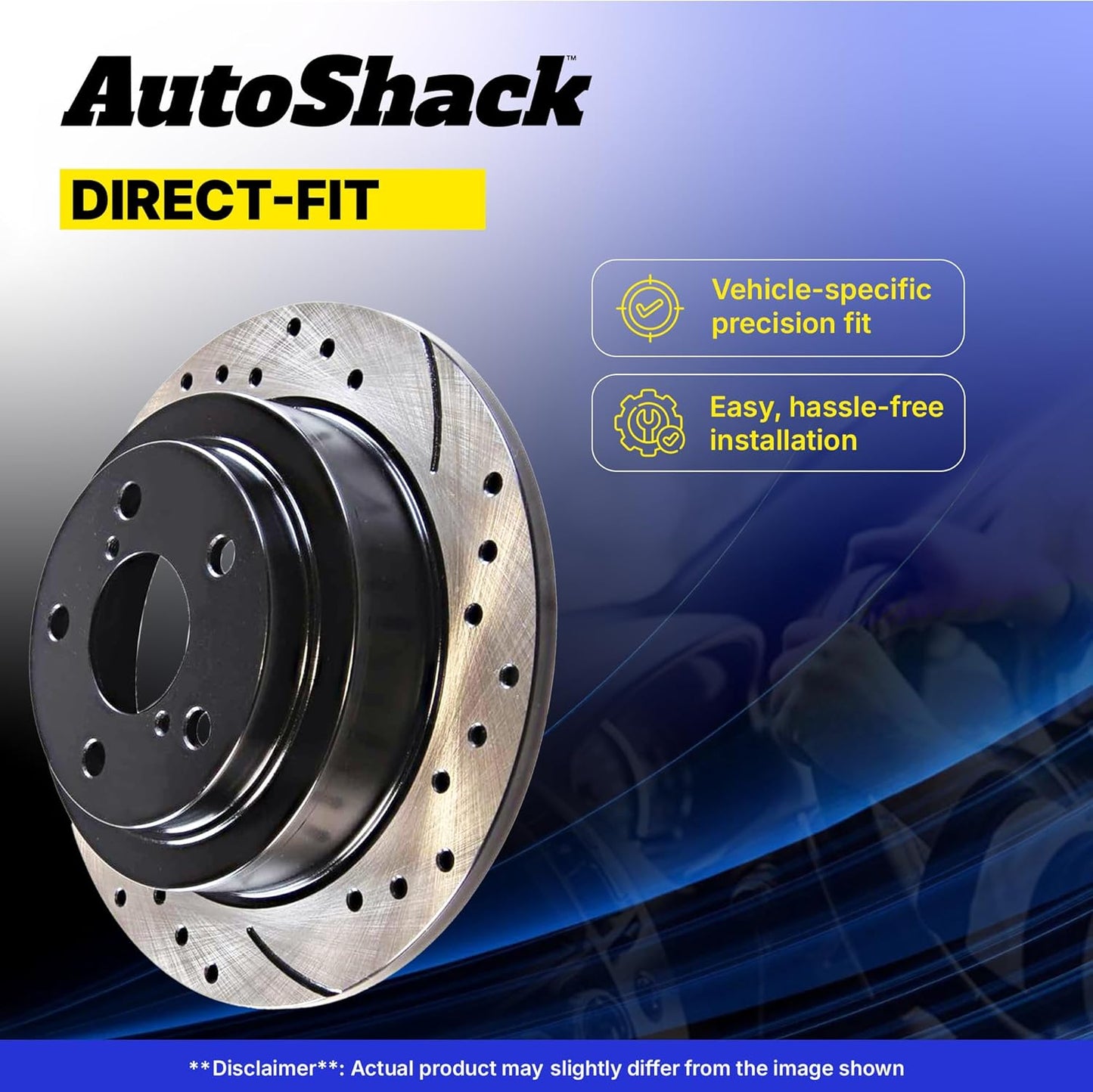 AutoShack Black Hat Drilled and Slotted Brake Rotors Front and Rear Brake Rotor Replacement Kit for 1990-2001 Acura Integra 1994-1997 Honda Civic del Sol 2000 Civic 1.5L 1.6L 1.7L 1.8L PR4297-41151PR